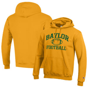 Men's Champion Gold Baylor Bears Football Icon Pullover Hoodie