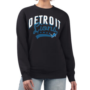 Women's G-III 4Her by Carl Banks  Black Detroit Lions Filigree Logo Graphic Fleece Pullover Sweatshirt