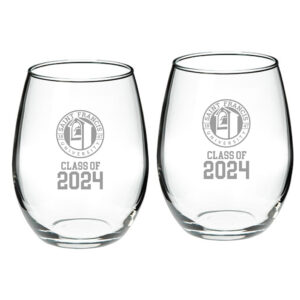 Saint Francis Red Flash Class of 2024 Two-Piece 21oz. Stemless Wine Glass Set