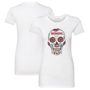 Women's Tiny Turnip White Oklahoma Sooners Sugar Skull T-Shirt