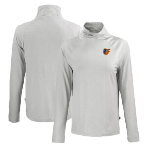 Women's Cutter & Buck Gray Baltimore Orioles  Coastline Epic Comfort Eco Recycled Funnel Neck Raglan Pullover Top