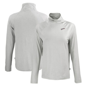 Women's Cutter & Buck Gray San Diego Padres Cooperstown Collection Coastline Epic Comfort Eco Recycled Funnel Neck Raglan Pullover Top