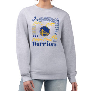 Women's G-III 4Her by Carl Banks Heather Gray Golden State Warriors Collage Team Graphic Fleece Pullover Sweatshirt