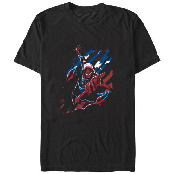 Men's Mad Engine Black Spider-Man Freedom Flight Graphic T-Shirt
