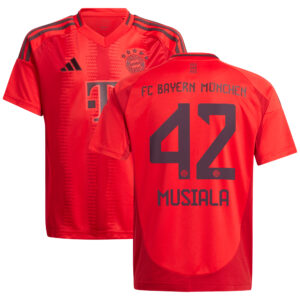 Youth adidas Jamal Musiala Red Bayern Munich 2024/25 Home Replica Player Jersey