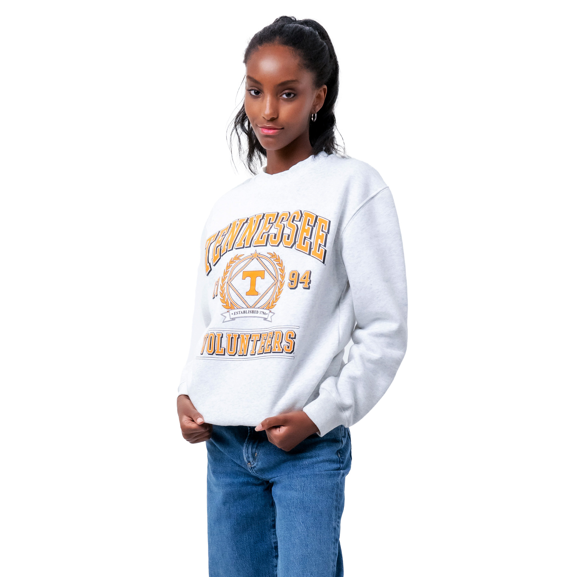 Unisex Established & Co. Ash Tennessee Volunteers Vintage Crest Pullover Sweatshirt