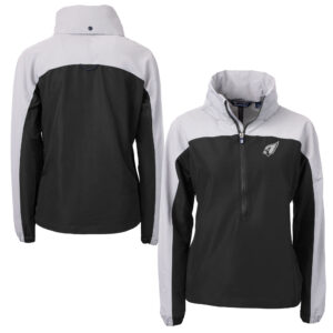 Women's Cutter & Buck Black/Gray Arizona Cardinals Charter Eco Recycled Half-Zip Hoodie Anorak Jacket