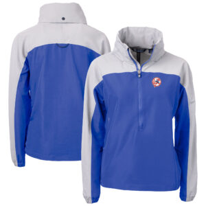 Women's Cutter & Buck Blue New York Yankees Cooperstown Collection Charter Eco Recycled Half-Zip Anorak Jacket