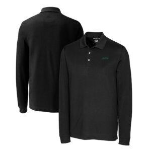 Men's Cutter & Buck Black New York Jets Big & Tall Primary Logo DryTec Advantage Tri-Blend Pique Long Sleeve Polo