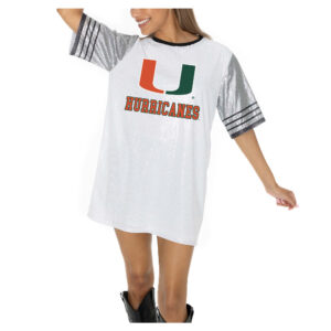 Women's Gameday Couture  White Miami Hurricanes Full Sequin Jersey Dress