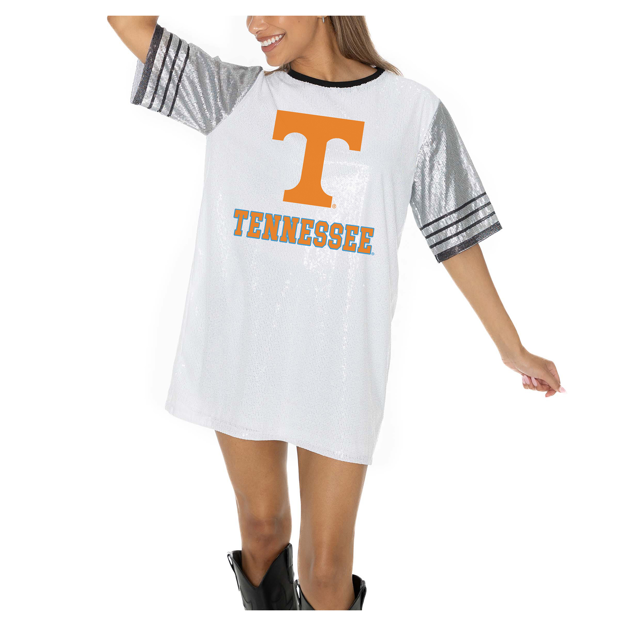 Women's Gameday Couture White Tennessee Volunteers Full Sequin Jersey Dress
