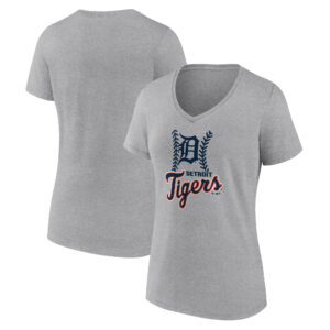 Women's Gray Detroit Tigers Fastball V-Neck T-Shirt