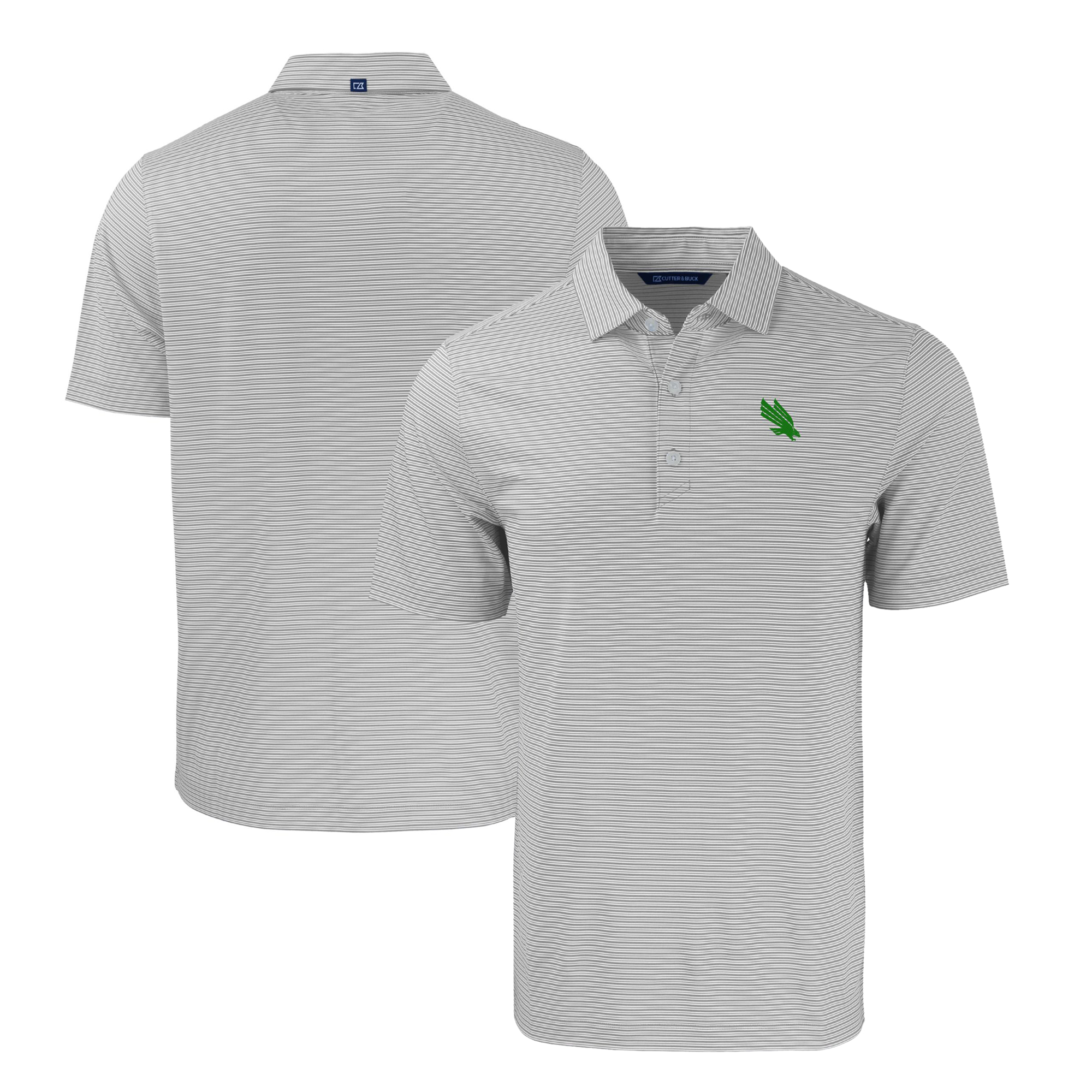 Men's Cutter & Buck Gray/White North Texas Mean Green Forge Eco Double Stripe Stretch Recycled Polo - Image 2