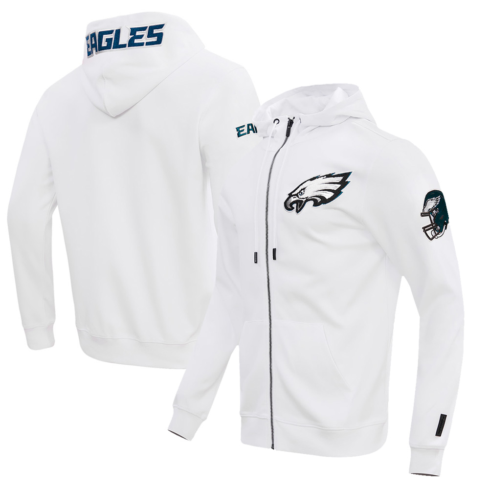 Men's Pro Standard White Philadelphia Eagles Classic Full-Zip Hoodie