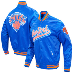 Men's Pro Standard Blue New York Knicks Script Tail Satin Full-Snap Jacket