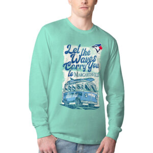 Men's Margaritaville Mint Toronto Blue Jays Bus Waves Graphic Long Sleeve T-Shirt