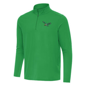 Men's Antigua Kelly Green Philadelphia Eagles Intent Quarter-Zip Pullover Top