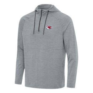Men's Antigua  Heather Gray Kansas City Chiefs Spikes Quarter-Zip Pullover Hoodie