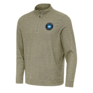 Men's Antigua Heather Olive Charlotte FC Subtle Quarter-Zip Jacket