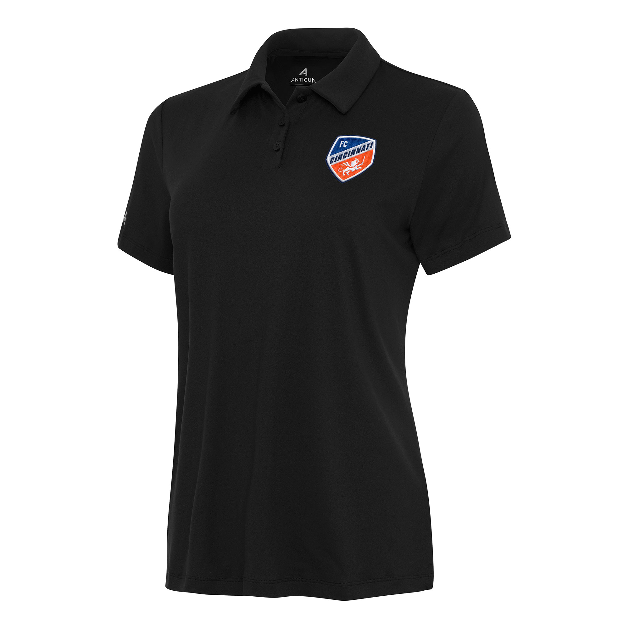 Women's Antigua Black FC Cincinnati Reprocess Polo