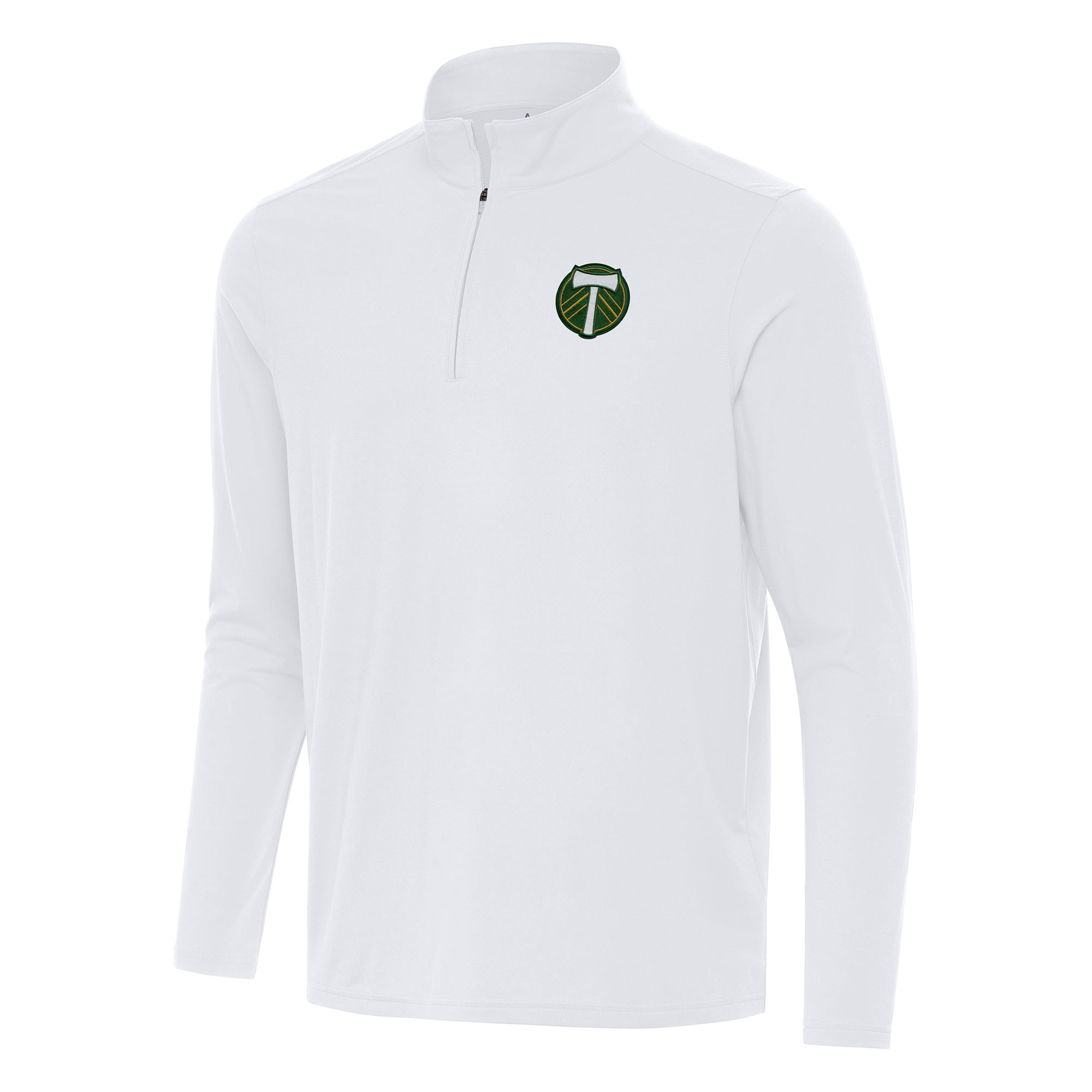 Men's Antigua White Portland Timbers Intent Quarter-Zip Jacket