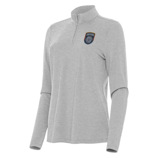 Women's Antigua Heather Gray San Diego FC Bright Quarter-Zip Top
