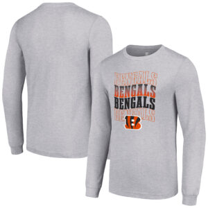 Men's Starter Heather Gray Cincinnati Bengals Team Name Graphic Long Sleeve T-Shirt