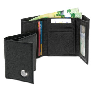 Black Southern Illinois Salukis Leather Wallet