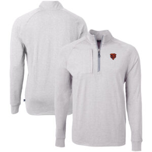 Men's Cutter & Buck Heather Gray Chicago Bears Big & Tall Adapt Eco Raglan Quarter-Zip Jacket