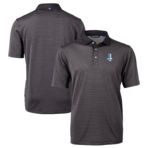 Men's Cutter & Buck Black Detroit Lions Big & Tall Virtue Eco Pique Micro Stripe DryTec Tri-Blend Recycled Polo