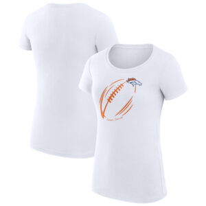 Women's G-III 4Her by Carl Banks White Denver Broncos Subtle Football Fitted T-Shirt