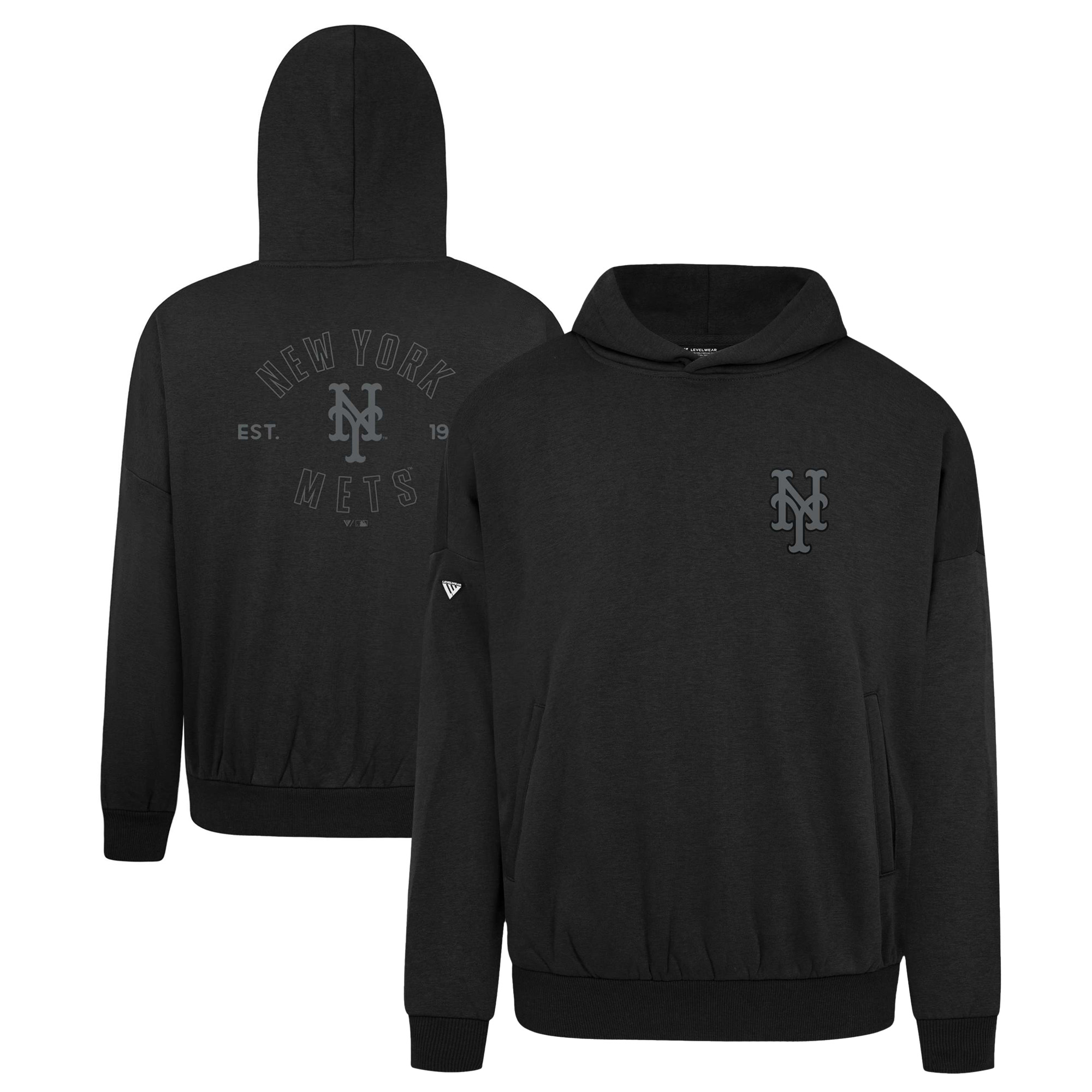 Men's Levelwear Black New York Mets Contact Nightfall Pullover Hoodie