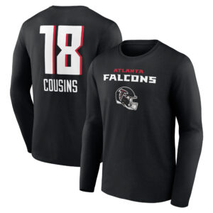 Men's Kirk Cousins Black Atlanta Falcons Name & Number Team Wordmark Long Sleeve T-Shirt