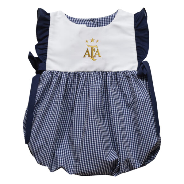 Girls Infant Vive La Fete  Navy Argentina National Team Gingham Bubble Dress
