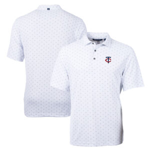Men's Cutter & Buck White Minnesota Twins Big & Tall Virtue Eco Pique Tile Polo