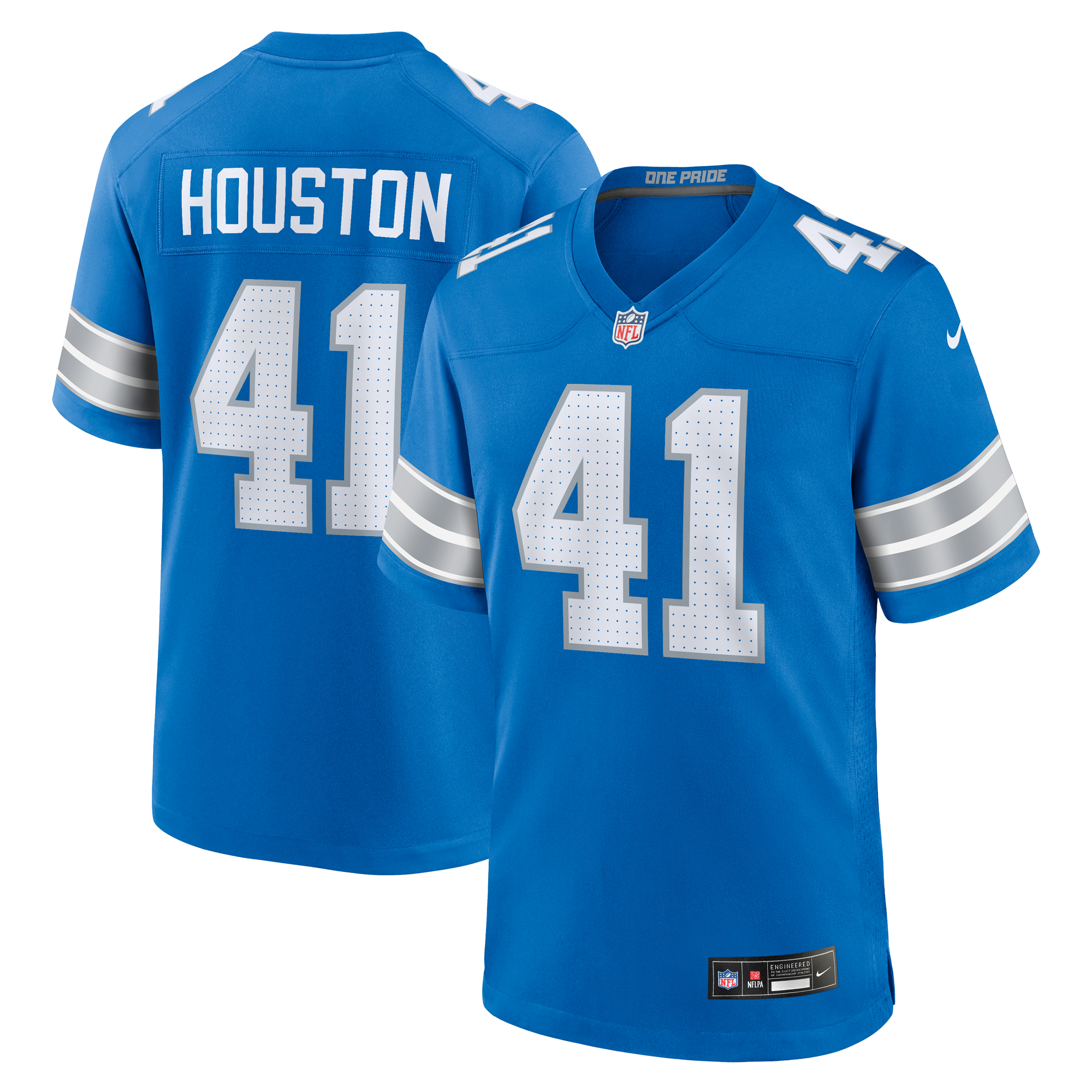 Men's Nike James Houston Blue Detroit Lions Team Game Jersey