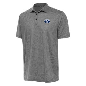 Men's Antigua Black/White BYU Cougars Rings Polo