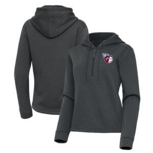Women's Antigua  Pewter Cleveland Guardians Contemporary Quarter-Zip Hoodie