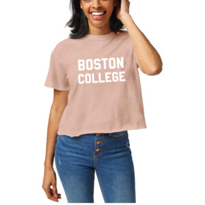 Women's League Collegiate Wear  Light Pink Boston College Eagles Clothesline Cotton Cropped T-Shirt