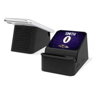 Keyscaper Roquan Smith Black Baltimore Ravens Wireless Charging Station and Bluetooth Speaker