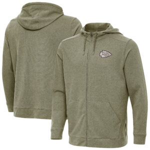 Men's Antigua Olive Kansas City Chiefs Effortless Full-Zip Hoodie Jacket