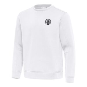 Men's Antigua  White Brooklyn Nets Relevant Pullover Sweatshirt