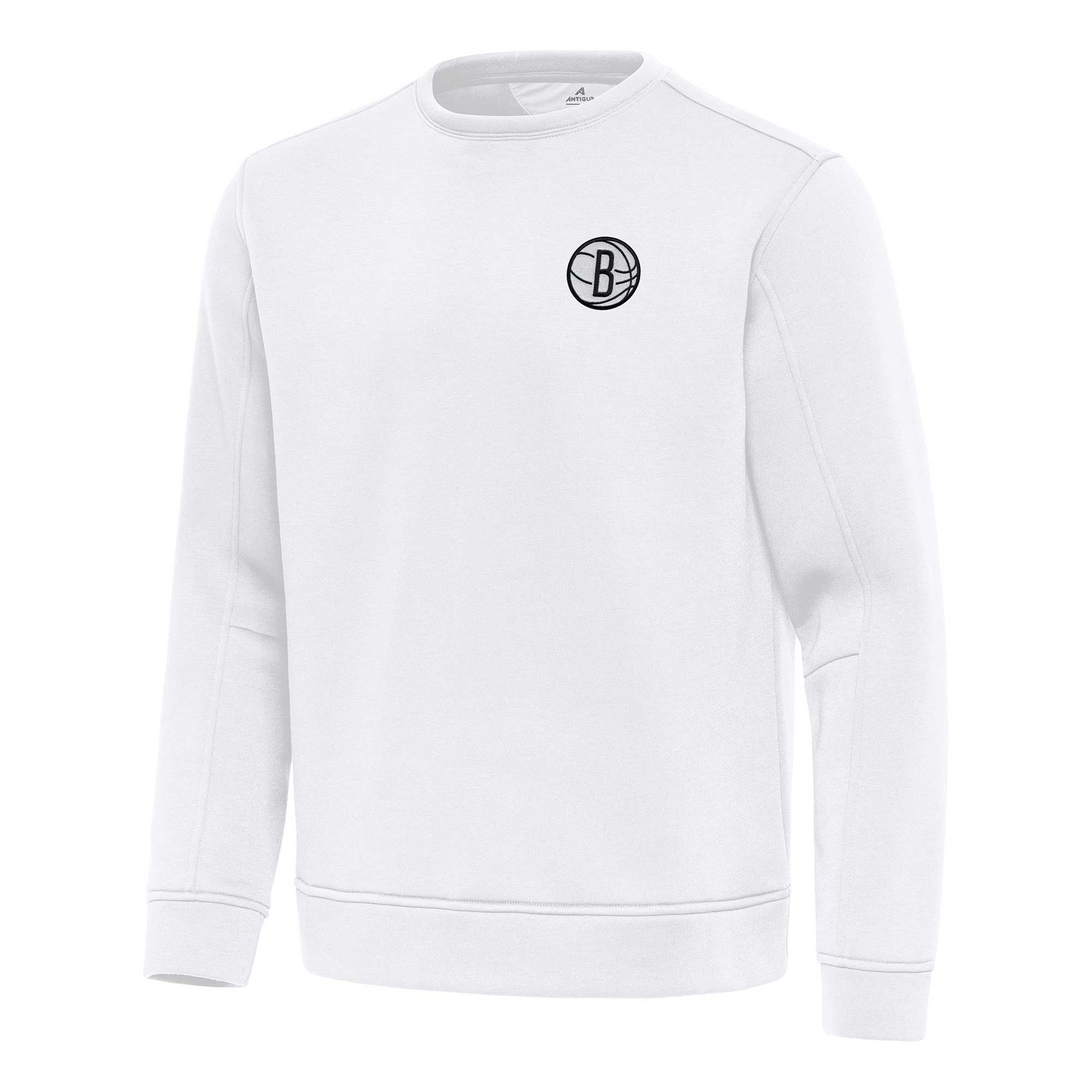 Men's Antigua White Brooklyn Nets Relevant Pullover Sweatshirt