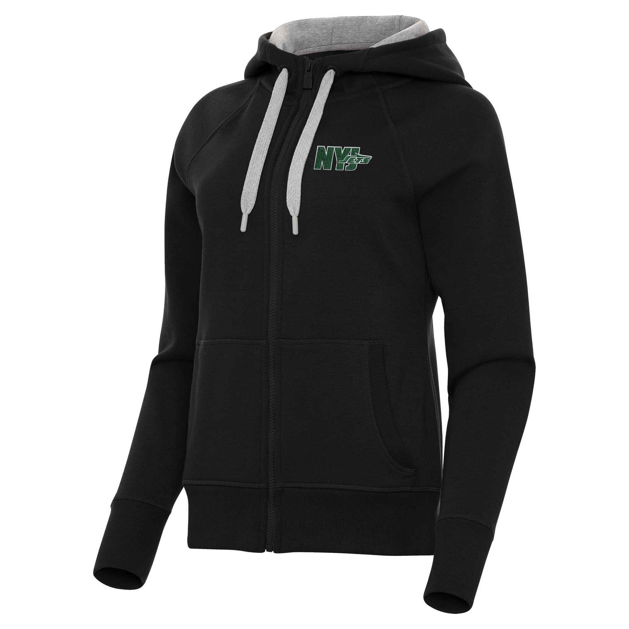 Women's Antigua Black New York Jets Victory Full-Zip Hoodie