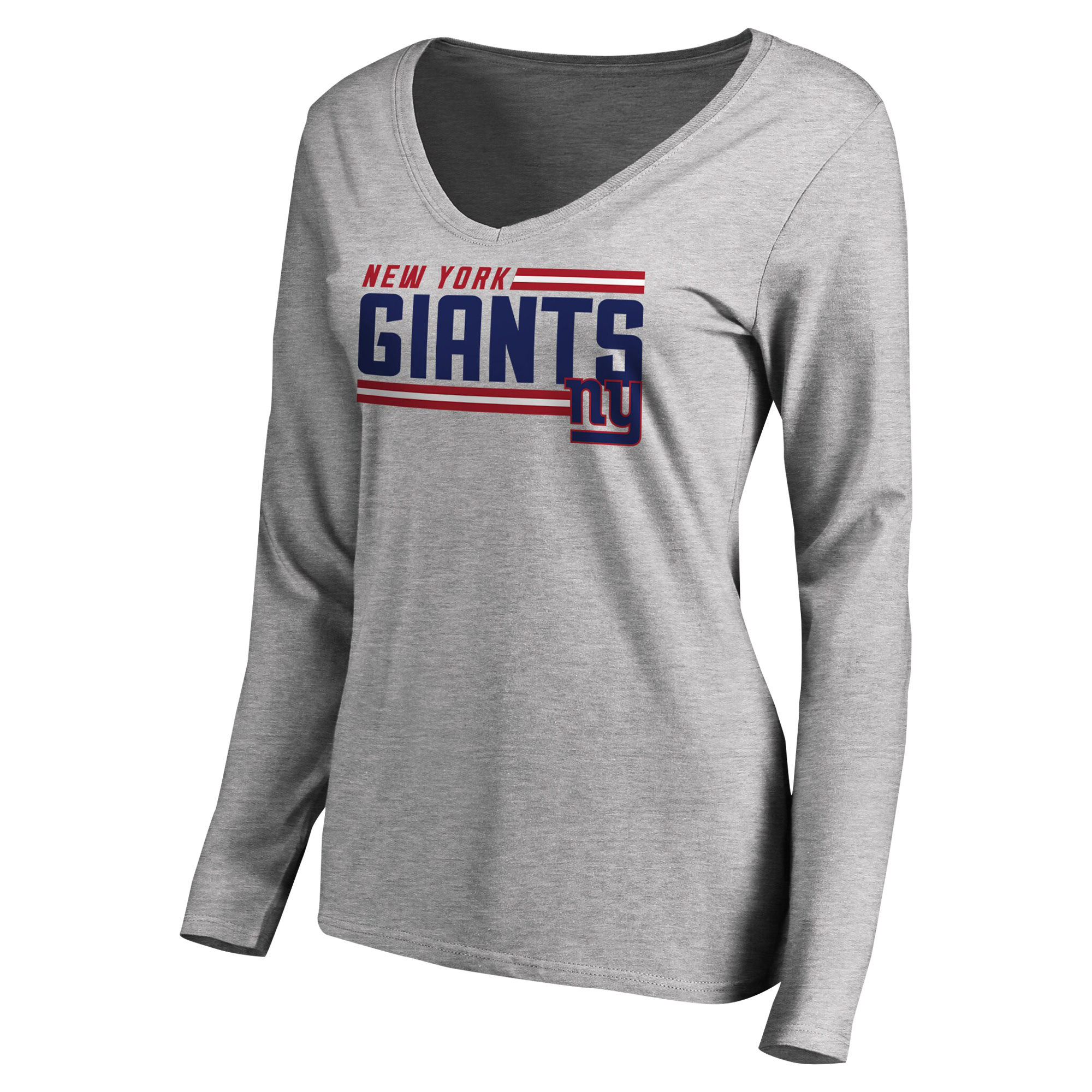Women's Ash New York Giants Iconic Collection On Side Stripe Long Sleeve V-Neck T-Shirt - Image 3