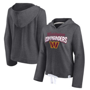 Women's Fanatics Heather Charcoal Washington Commanders First Team Cropped Lightweight Hooded Top