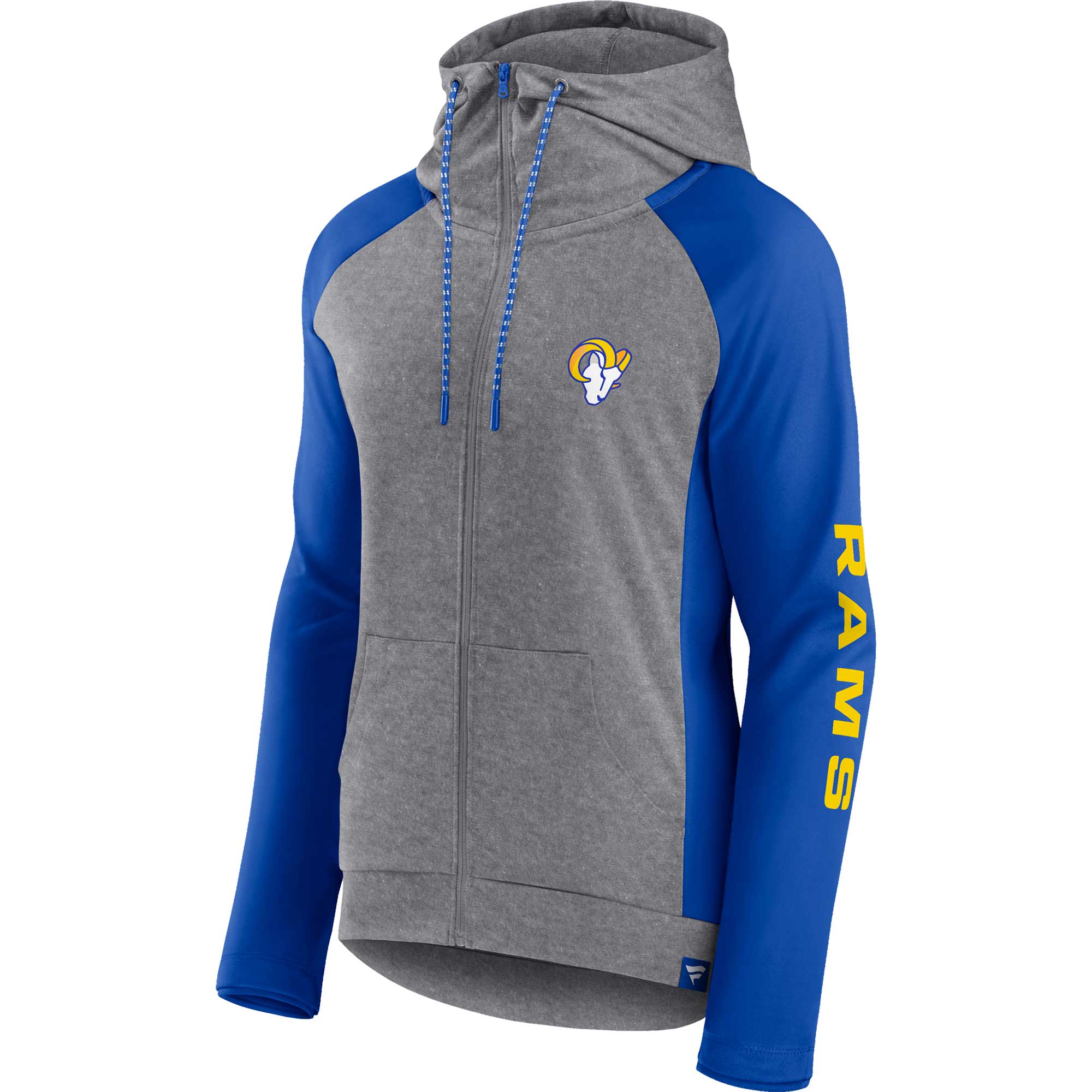 Women's Fanatics Heather Gray/College Royal Los Angeles Rams Blind Side Lightweight Full-Zip Hoodie - Image 6