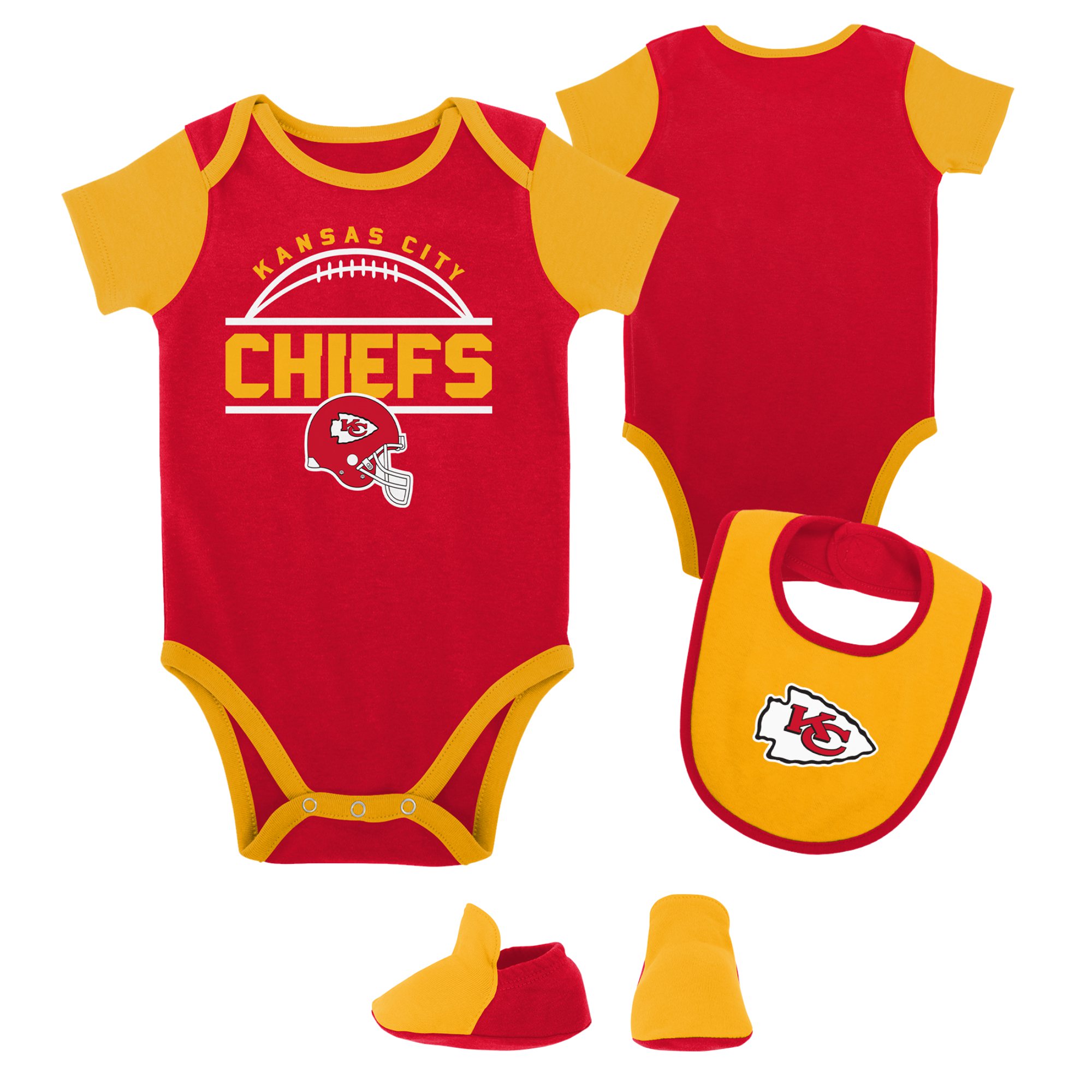 Newborn & Infant Red/Gold Kansas City Chiefs Home Field Advantage Three-Piece Bodysuit, Bib & Booties Set - Image 10