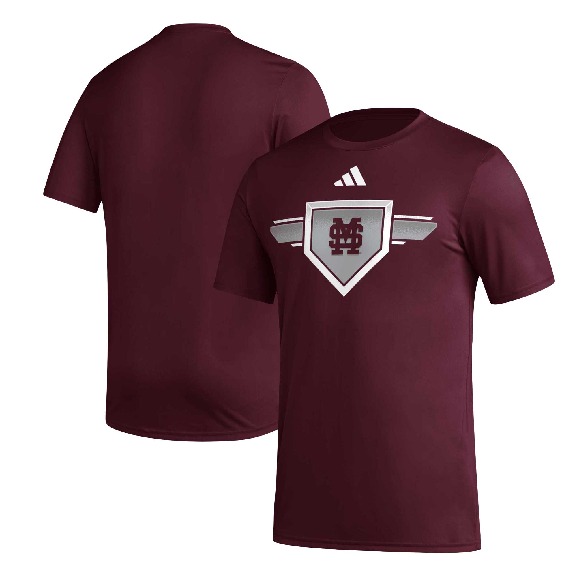 Men's adidas Maroon Mississippi State Bulldogs 2023/24 AEROREADY Homeland Plate Pregame T-Shirt - Image 2