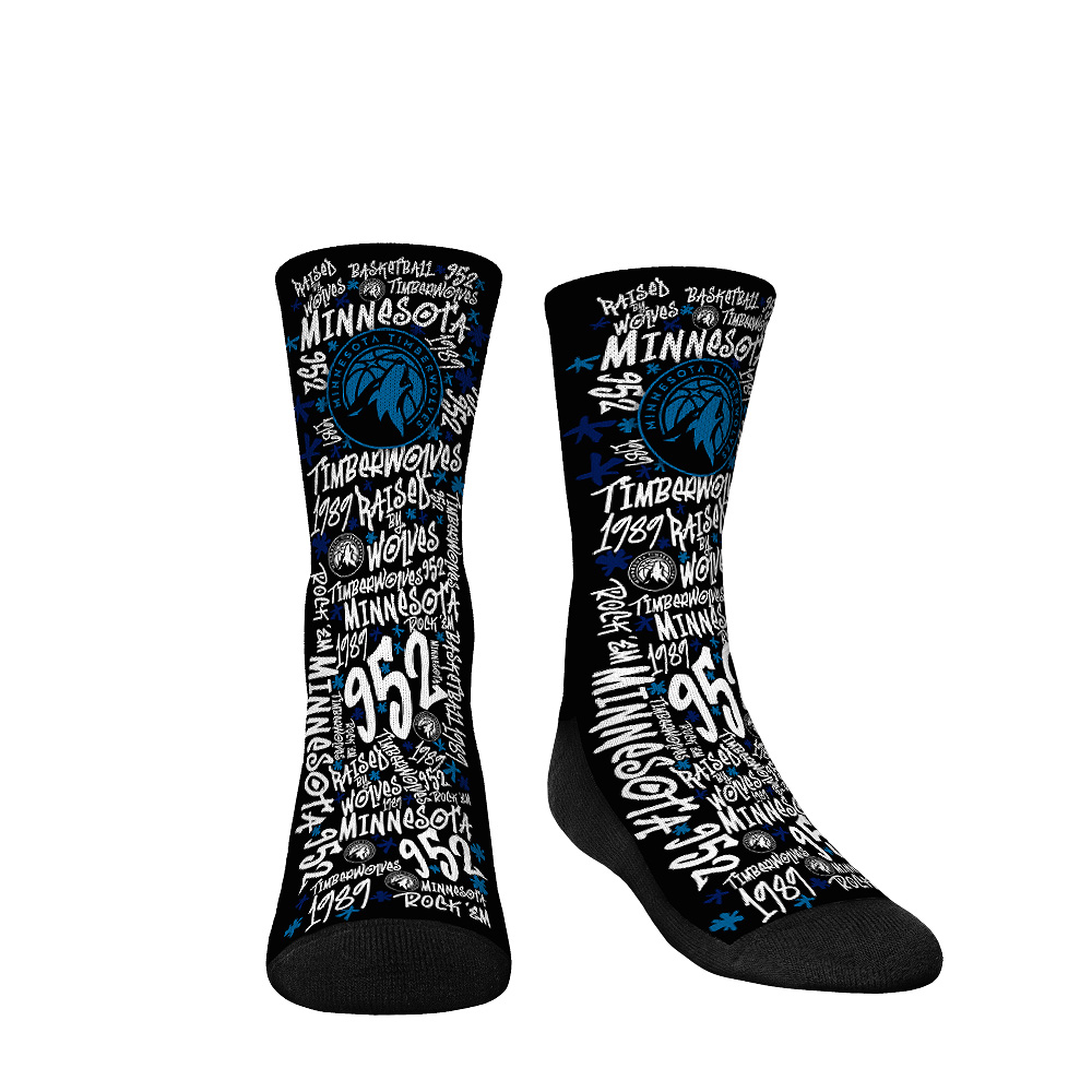 Youth Rock Em Socks Minnesota Timberwolves Graffiti Crew Socks